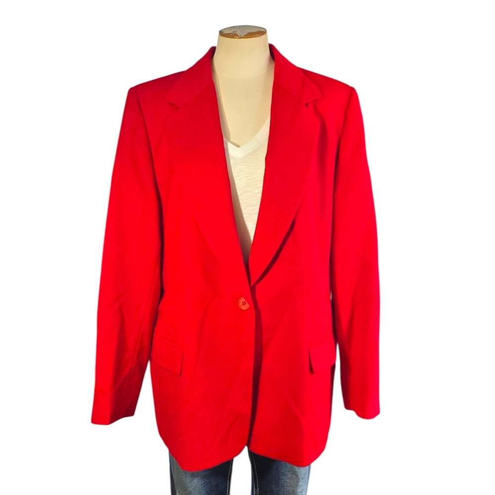 Pendleton Vintage Red Virgin Wool Blazer Made in USA Size 16